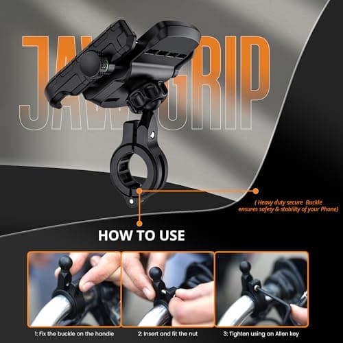 GRAND PITSTOP Motorcycle Phone Mount Aluminium Handlebar/Rear-View Mirror Bike Cellphone Holder Sturdy for Iphone Samsung Google Nokia 3.5-6.8 inch Other Smartphones (Red) — view 2