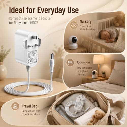 5V Charger Compatible with Babysense HDS2 Video Baby Monitor Power Supply Replacement Power Adapter Charging Cable — view 4
