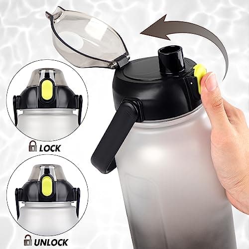 GXCROR Water Bottle 2L with Straw, 100% Leakproof Water Bottle, BPA Free Water bottle, Anti Rupture Drinking bottle for Daily use, Fitness and Outdoor Activities, Black — view 5