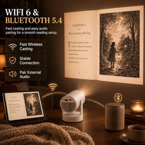 Book Cast Projector, 2026 New Book Projector for Reading，White — view 3
