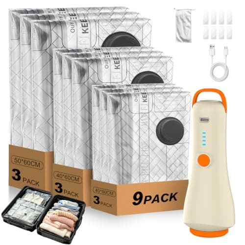 varkda Vacuum Storage Bags 9-Pack with Wireless Electric Pump