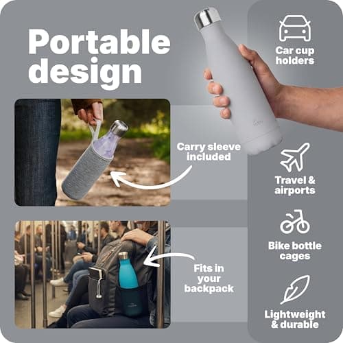 Nuactiv Stainless Steel Water Bottle 500ml Vacuum Insulated Metal Flask — view 5