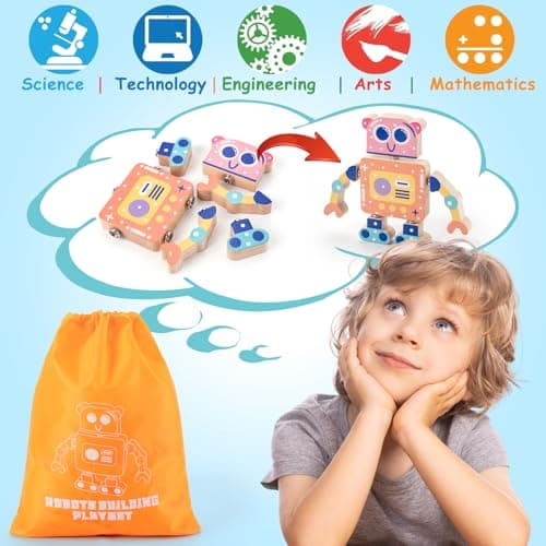 SEMKOTREE Building Blocks Montessori Toys, Fine Motor Skills Toys Construction Toys with Snap Fasteners, Wooden Blocks Travel Toys, Wooden Toys Learning Toys Gifts for 3 Year Old Girl Boy — view 5