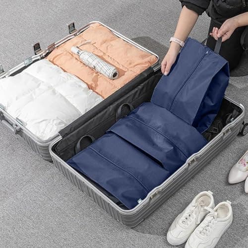 CJWLKJ 6Pcs Multi-Size Travel Shoe Bags Portable Travel Gifts Shoe Organizer with Zipper Closure, Waterproof Nylon Shoe Storage Organizer with Handle Travel Bags for Men and Women, Navy Blue — view 2