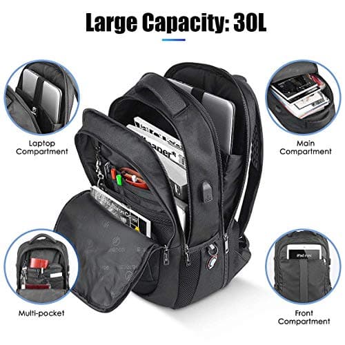 Laptop Backpack, Anti-Theft Business Travel Work Computer Rucksack with USB Charging Port, Large Lightweight College High School Bag for Boy Men Women (15.6inch) — view 2