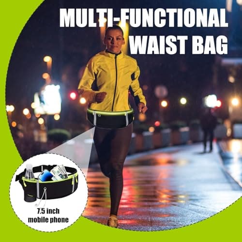 Running Belt Waist Pack Adjustable Fanny Pack, Large Capacity Sports Bum Bag, Water Resistant Running Pouch, Waist Belt for Phone & Water Bottle Holder, Multiple Pockets & Headphone Port for Men Women — view 3