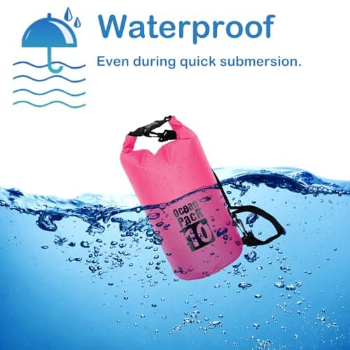 Dry Bag 10L,Boat Dry Bags Rose Red Waterproof Bag Dry Sack Roll Top Long Adjustable Shoulder Strap 2L/5L/10L/20L/30L/40L for Drifting Boating Kayaking Fishing Rafting Swimming Camping Canoeing Surfing — view 4