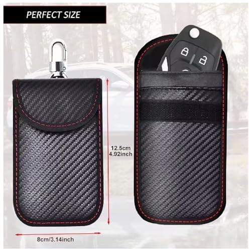 KAV Faraday Key Fob Protector Pouch Bag- Carbon Fiber Compact Signal Blocking Pouch for Pocket Size Car Key Wallets - RFID Blocking, Anti-Theft, Remote Entry Protector (Pack of 2) — view 3