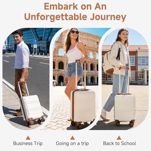 Kono Carry on Suitcase 45x36x20cm Easyjet Underseat Cabin Hand Luggage Hard Shell Lightweight Travel Trolley Case with 4 Spinner Wheels (Cream White) — view 6