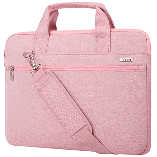 Voova Laptop Bag 15.6 Inch, Waterproof Case with Shoulder Strap, Pink Dust