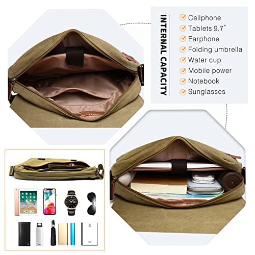 Kono Messenger Bags for Men, Medium Man Bag with Multiple Pockets — view 4