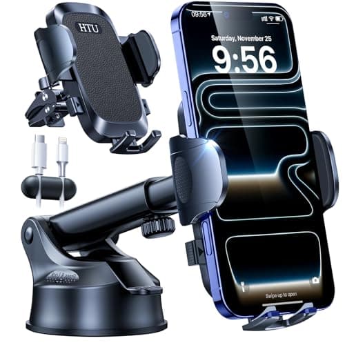 2026 BEST Car Phone Holder [110+LBS Strongest Suction & True Military-Grade]Rotatable Universal Mobile Phone Mount Dashboard Windscreen Vent Cradle Van Accessories for iPhone 16 Pro Max,Deep Black