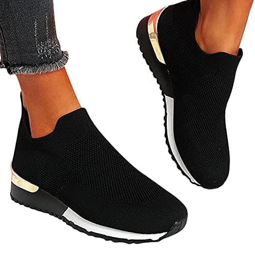 Womens Sneakers Non Slip Work Orthopedic Shoes Women Lightweight Fashion Breathable Tennis Trainers Athletic Shopping Travel Walking Shoes Arch Support Comfort Wide Fit Closed Toe Mesh