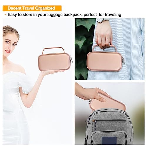 Elonbo Carrying Case for Asthma Inhaler, Ventolin Inhaler for Kids and Adults, Masks Travel Organizer Bag Holder, Pocket Fits Allergy Meds, Rose Gold (Case Only) — view 6