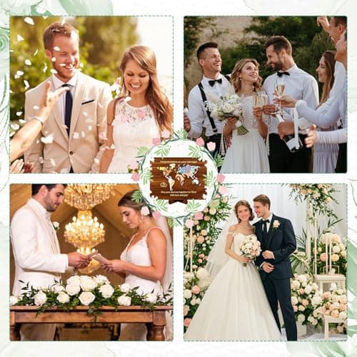 PUQGAOIP Wedding Gifts Creative Wooden Plaque With Holder World Map Design Elegant Marriage Celebration Present And Travel Honeymoon Fund Idea Unique Wedding Money Gift Wallet — view 6