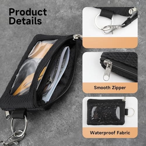 Slim Waterproof Wallet with ID Window RFID Blocking Card Zipper Case Holder — view 4
