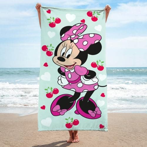 Jay Franco Kids Disney Minnie Mouse 100% Cotton Beach Towel - 71 x 147cm Super Soft Bath Towel, Pool & Travel, Official Licensed Product, Green — view 2