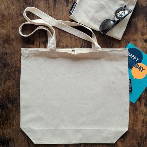 SUPERNOVA Lifestyle Premium 10oz (340gsm) 100% Natural Unbleached Cotton Canvas Tote Bag Super Strong Reusable Grocery Shopping Bag, Ideal for Painting, Embroidery, Printing (Gusseted Bottom) — view 2