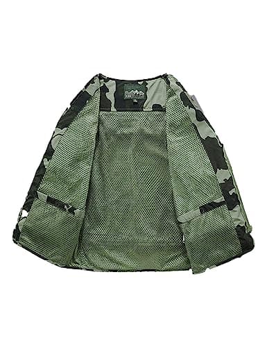 Sukany Men's Leisure Outdoor Work Safari Fishing Travel Cargo Vest Jacket Photo Mesh Waistcoat Multi Pockets Camouflage Army Green 2XL — view 2