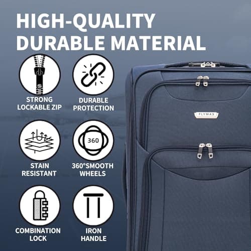 FLYMAX 29" Large Super Lightweight 4 Wheel Suitcase Luggage Expandable with Wheels Navy — view 4