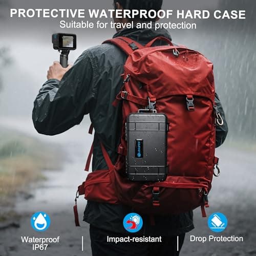 Lekufee Travel Waterproof Hard Case for Gopro Hero 13/12 / 11/10 / 9,Mission 1 Pro,Hero 4K, LIT Hero, Media Mod, and other Accessories(Case & Bag Only) — view 5