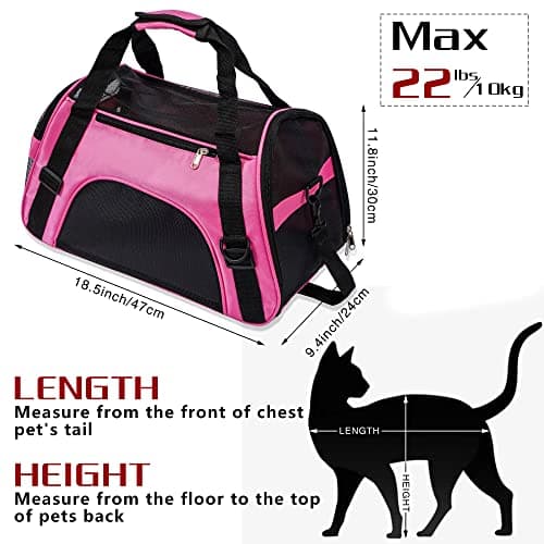 Soft-Sided Foldable Cat/Dog/Pet/Puppy Carrier Bag,Portable Pets Travel Carriers For Cats/Dogs/Pets With Shoulder Strap & Removable Mat,Durable Comfort Cat Basket Airline Approved(Pink,Medium) — view 2