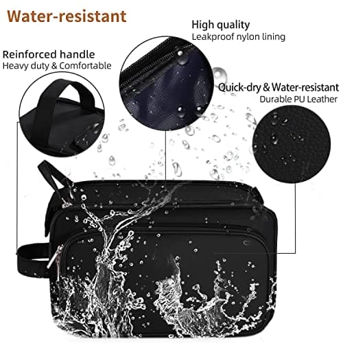 Large Toiletry Bag for Men, PU Leather Travel Toiletry Organizer, Dopp Kit Water-Resistant Shaving Bag for Toiletries Accessories Toiletries Organizer Cosmetic Bags, Black, XL, Toiletry Bag — view 4
