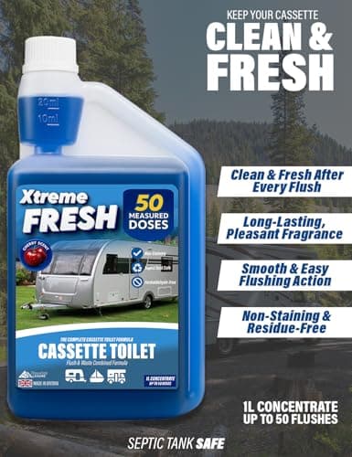 Xtremeauto Blue Toilet Fluid – 1L Concentrated Cassette Toilet Formula for Caravans, Motorhomes & Camping – 50 Doses, Formaldehyde-Free & Septic Safe (1, Blue) — view 2