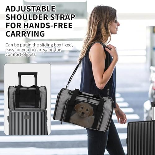 Yipincover Carriers Soft-Sided Pet Carrier for Medium Large Cats Dogs 15lbs 20lbs,Ventilated Design,Portable Carry Handle,Collapsible Carrier for Kitten Puppy(X-Large,Grey&Black) — view 2