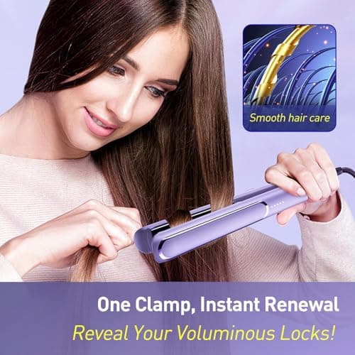 Portable Hair straighteners for Women, 2 in 1 Travel Straightener and Curler, Ultra-Fast 10 Second Heat Up, Digital Control with 5 Settings from 150-230°C, Hair Styling appliances (Rose Gold) — view 4