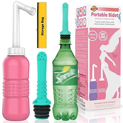 2PCS-Pack Portable Bidet Travel Bidets + Green Backpacking Bidet Camping Bidet Squirt Bottle for Hygiene Bathroom, with Waterproof Cap + Storage Bag,Perineal Bottle for Postpartum Care