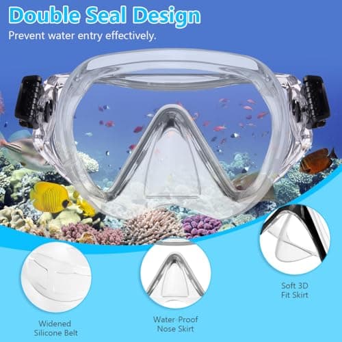 AOOSA Snorkel Mask, Men Women Tempered Glass Diving Mask — view 4