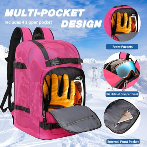 Goloni 50L Ski Backpack, Water‑Resistant Ski Boot Bag,Rose — view 4
