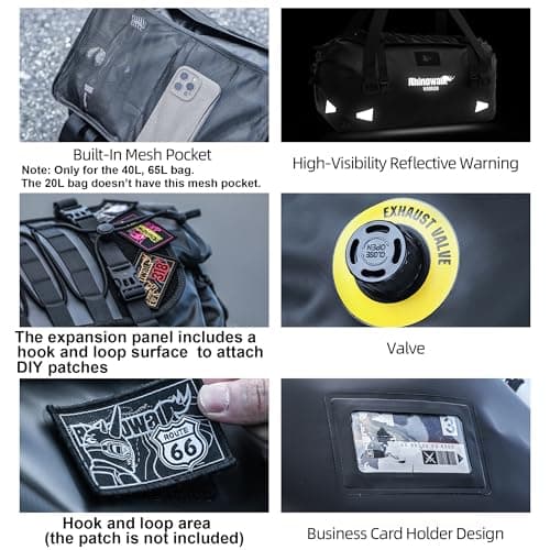 Rhinowalk Motorcycle Saddle Bag 20L – Compact Waterproof Tail Pack with Roll-Top Magnetic Closure, Backpack Convertible — view 4