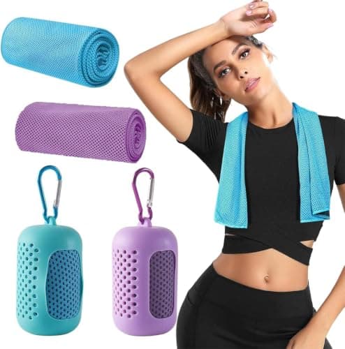 Trevixor 2 Pcs Gym Towels for Women, 2 Pcs Towel Boxes, Gym Towels, Gym Towel Soft Absorbent Microfiber, Gym Accessories for Women Fitness Gift Set, Portable Travel Case