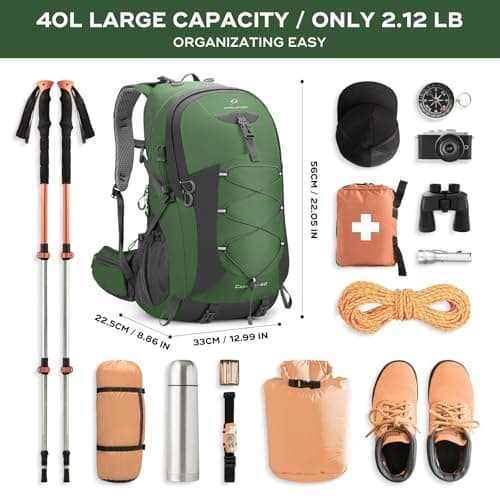 Maelstrom 40L Hiking Backpack, Lightweight Camping Daypack with Rain Cover — view 2