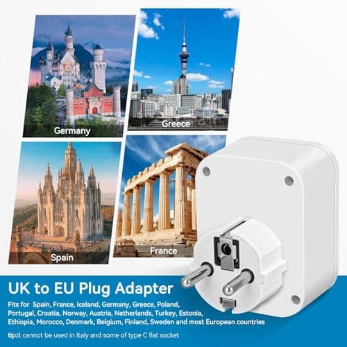 UK to European Plug Adapter with USB,UK to EU Euro Travel Adaptor with USB — view 3