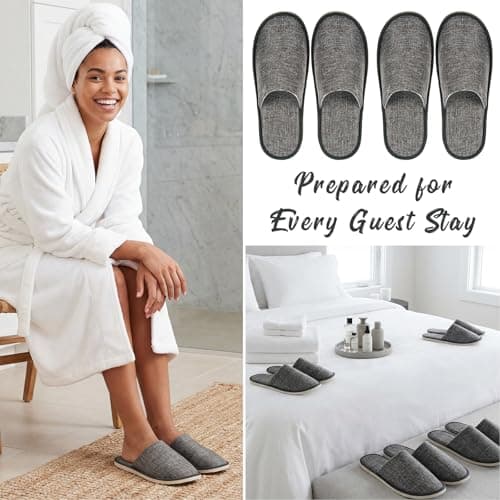 Defresit 12 Pairs Disposable Slippers,hotel slippers multipack, Non-Slip Spa Slippers Portable Indoor Slipper for Guests Hotel Home Travel Wedding Salon, Individually Wrapped — view 5