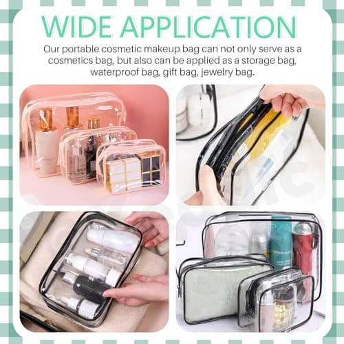 Keadic 8 Piece Clear PVC Makeup Pouches Waterproof Zipper Cosmetic Storage Bags Small Travel Toiletry Organiser Bags 18×11cm in 8 Assorted Colours — view 4