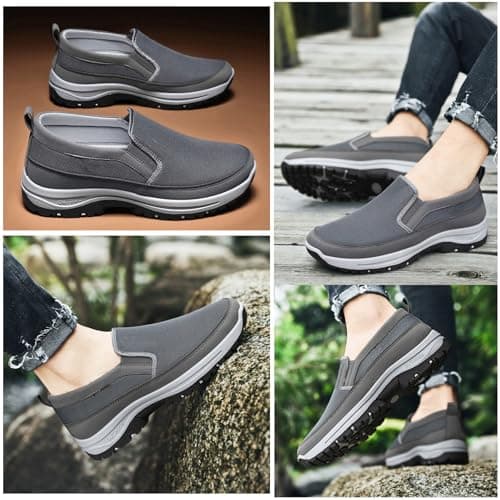 Breathable Orthopedic Travel Plimsolls, CNA Trop Shoes for Men, Orthowalkway Mens Shoes Lightweight Non Slip Comfortable Casual Walking Boat Shoes(Black,10 UK) — view 6