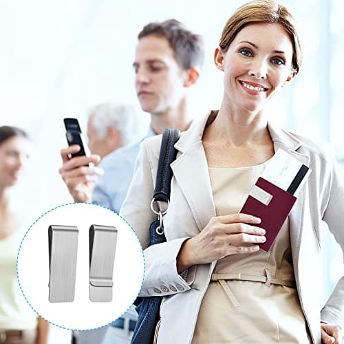 Prasacco 2 Pieces Money Clips Stainless Steel Metal Slim Cash Money Clip Silver Wallet Bill Credit Card Holder for Men and Women — view 6