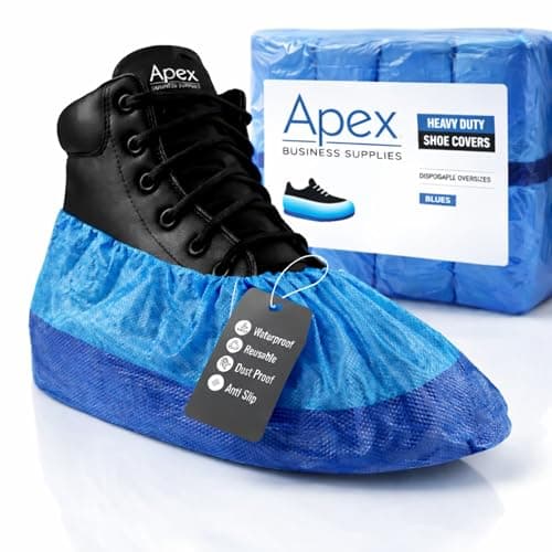 100 Pcs Reusable Waterproof Shoe Covers for Indoors & Outdoors – Non-Slip Heavy Duty Overshoes for Cleaning, Rain, Labs, Hospitals & Carpet Protection – Washable CPE/PP Boot Covers