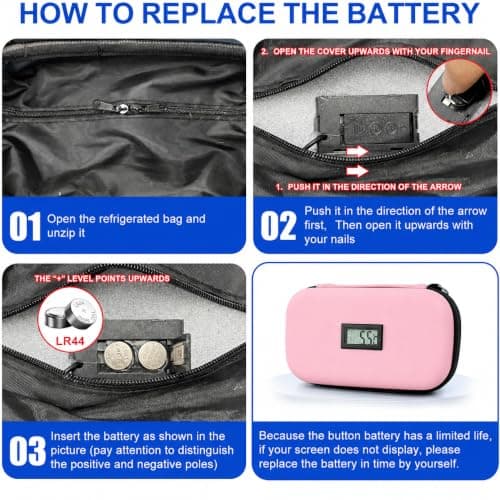 Sinnyelor Insulin Cooler Travel Case TSA Approved Medication Cooler for Travel Diabetes Case Refrigerated Medicine Bag with 2 Ice Pack（Keep Meds Below 25℃） (Pink) — view 6