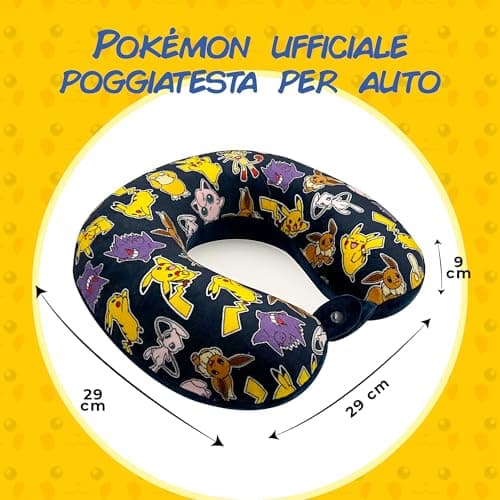 Pokémon Kids Travel Neck Pillow – Memory Foam U-Shape Headrest, Removable Washable Cover, Snap Button Closure, 29 x 29 cm – Pikachu Gift for Pokémon Fans — view 2