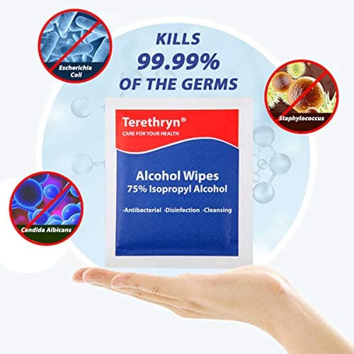 Antibacterial Wipes with 75% Isopropyl Alcohol - Surface Disinfectant, Individually Wrapped, 100 Packs — view 2