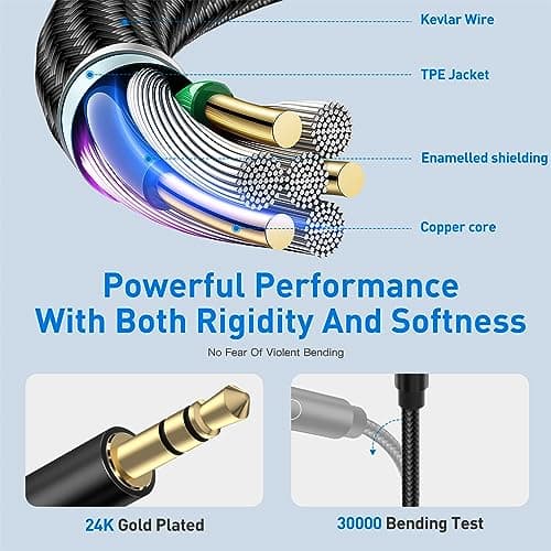 lalasis Audio Splitter Jack Y Aux Adapter,3.5mm Male to Female Headset Stereo Aux Splitter Cable headphone double plug for Laptop,Tablet,Smartphone,Samsung,Speaker,PC,Live etc. Black — view 4
