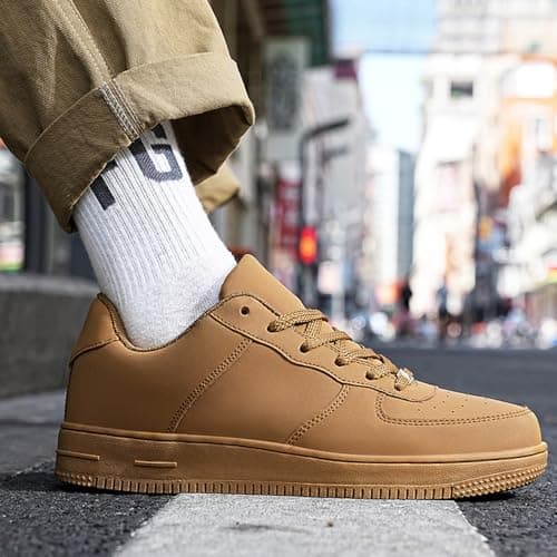 LECYGNB Men's Casual Fashion Trainers Sneakers Comfortable Breathable Lightweight Lace-Up Walking Shoes Brown UK 9 — view 6