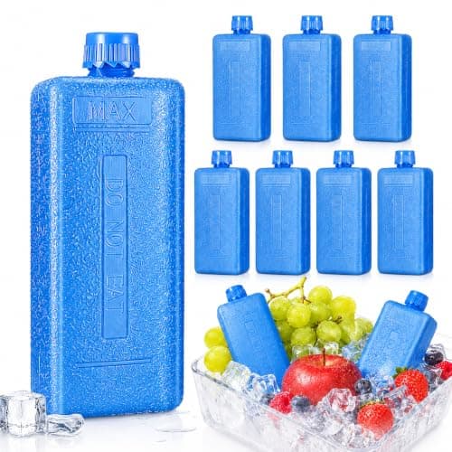 Ciieeo 8-Pack Reusable Ice Packs for Portable Air Conditioner Fan, Mini Freezer Blocks for Cooler Bags, Small Cooling Bricks for Lunch Box Picnic and Camping, Blue Evaporative Chiller Accessories