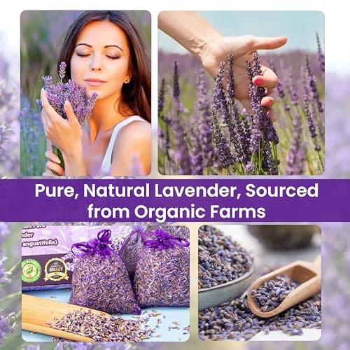 ZIDINA Lavender Bags for Wardrobes 28 Pack - Dried Lavender Sachets for Freshness - Natural Wardrobe Fresheners & Moth Repellent for Drawers, Cabinets, Clothes, Linens, Storage- Scented Drawer Sachets — view 4