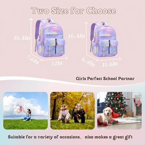 VIDOSCLA Cute Coloful Casual Daypack for Girls,Teens Elementary School Backpack,Primary Book Bags forTeens Gradient pink-L — view 6